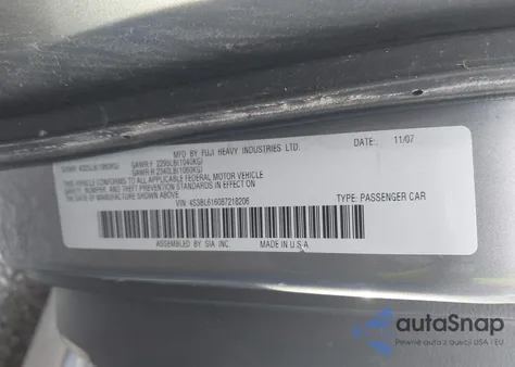 2008 Subaru Legacy 2.5I из США, поврежденный, VIN 4S3BL616087218206